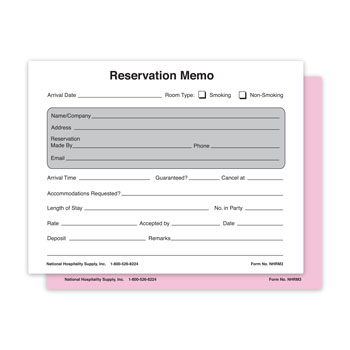 2-part Reservation Memo 5.5" x 4.25" 500/pk