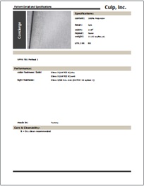 Culp Concierge Fabric Specifications