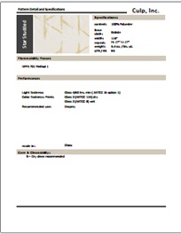 Culp Star Studded Fabric Specifications