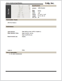 Culp Zip Line Fabric Specifications