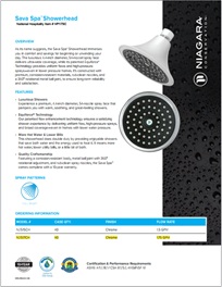 Sava Spa Showerhead Sell Sheet