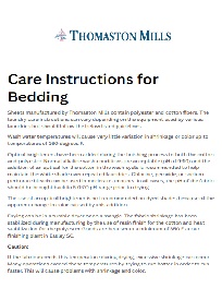 Thomaston Mills Care Instructions