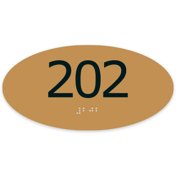 Classic 3.25"H x 6.5"W Oval ADA Braille Room Number Sign