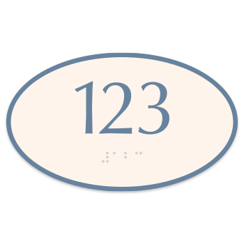Deluxe 3"H x 5"W Oval Braille Number Sign w/Outer Border