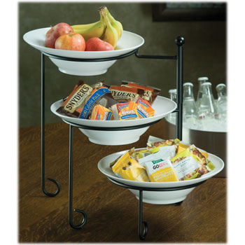 3-Tier Foldable Stand w/ 3 12"Dia bowls