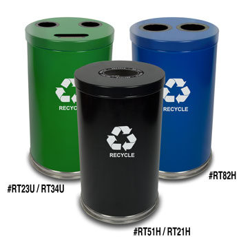 24 Gallon Recycling Unit; 3 Openings & 3 Liners