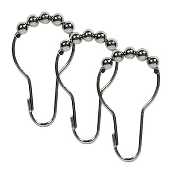 Snap Pin Shower Curtain Hooks w/Rollers 1 dz./pk