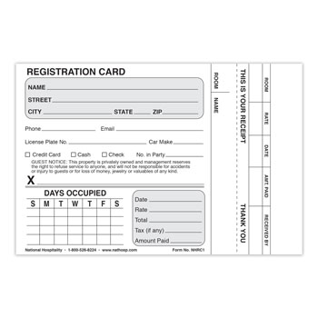 Registration Card w/Receipt 4" x 6" - 500/pk