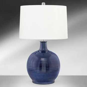 27" Admiral Blue Ceramic Table Lamp