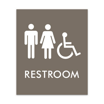 Essential Engraved Restroom Sign (Unisex & Handicap Symbols)  - 7.5"W x 9"H