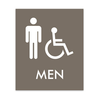 Basic Engraved Men Sign w/ Handicap Symbol  - 7.5"W x 9"H