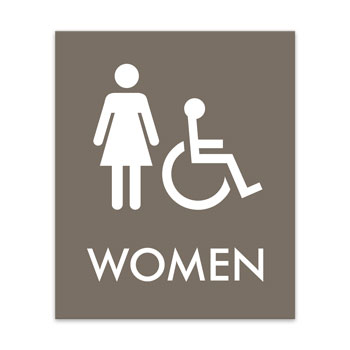 Basic Engraved Women Sign w/ Handicap Symbol  - 7.5"W x 9"H