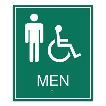 ADA Men+Accessible Restroom Sign w/ Border  - 7.5"W x 9"H