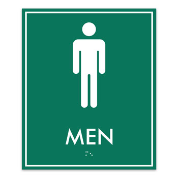Braille MEN Restroom Sign w/ Border  - 7.5"W x 9"H