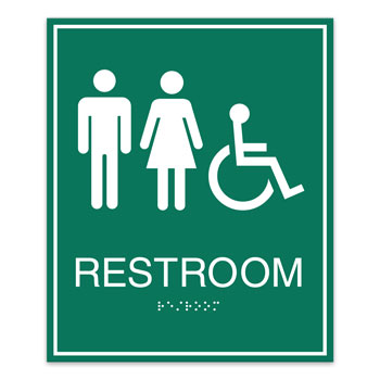 ADA Unisex+Handicap Restroom Sign w/ Border  - 7.5"W x 9"H