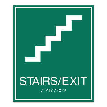 ADA Braille "Stairs/Exit" Sign w/ Border  - 7.5"W x 9"H
