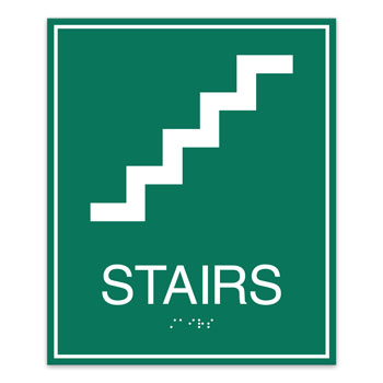 ADA Braille STAIRS Sign w/ Border  - 7.5"W x 9"H
