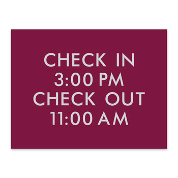 Braille "Check In/Check Out" Sign - 7.5"W x 5.75"H