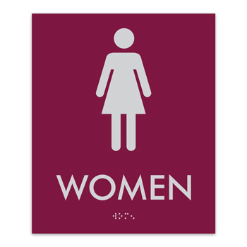 Essential ADA Braille WOMEN Restroom Sign  - 7.5"W x 9"H