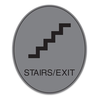 Oval Engraved "Stairs/Exit" Sign with Border - 7.5"W x 9"H