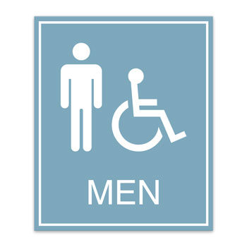 Essential MEN Sign w/ Border & Handicap Symbol  - 7.5"W x 9"H