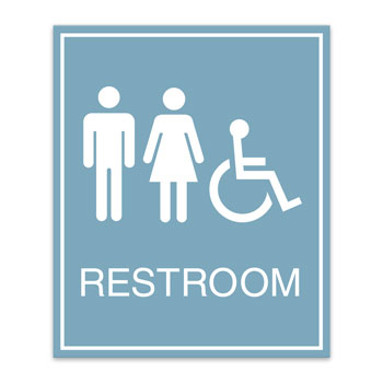 Essential Restroom Sign w/ Border (Unisex & Handicap Symbols)  - 7.5"W x 9"H