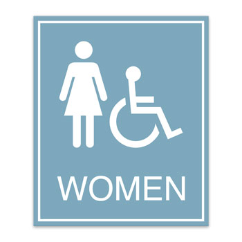 Essential WOMEN Sign w/ Border & Handicap Symbol  - 7.5"W x 9"H