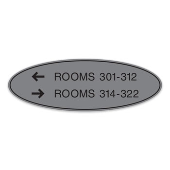 Essential Oval 2-Line Directional Sign - 11.75"W x 4"H (with word Rooms)