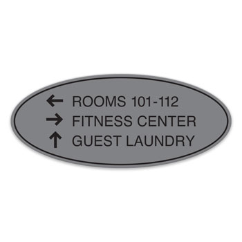 Essential Oval 3-Line Directional Sign - 11.75"W x 5"H