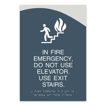Horizon Braille "In Fire Emergency" Sign - 9"W x 13"H