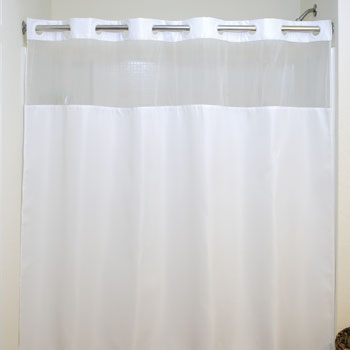 Pre Hooked Mini Waffle Shower Curtain, Shower Curtain With Window