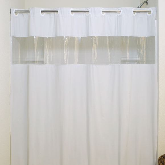 Lodgmate Vision Pre Hooked Vinyl, Clear Top Shower Curtain