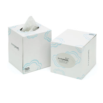 LodgSoft 2-Ply Facial Tissue Cube Box - 36 Boxes/Case