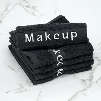 Makeup Washcloths; Black; 12"x12"; 1.1 Lbs; dz.