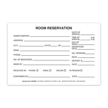 Room Reservation Form 4" x 6" 500/pk.