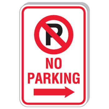 12"x18" No Parking Right Arrow Sign