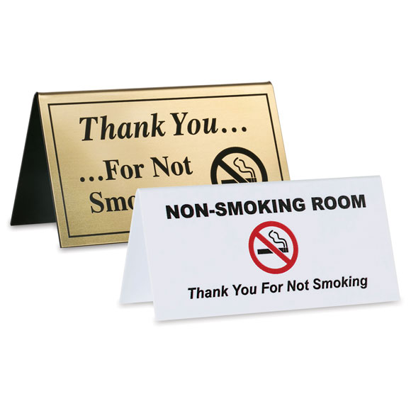 NUOBESTY No Smoking Table Tent Sign Stainless Steel Double Side Tabletop Sign for Office Outdoors Banquet 