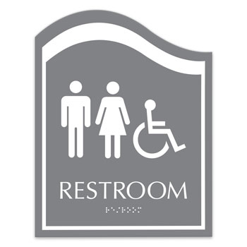 Ocean ADA Unisex+Handicap Restroom Sign - 8"W x 10.25"H