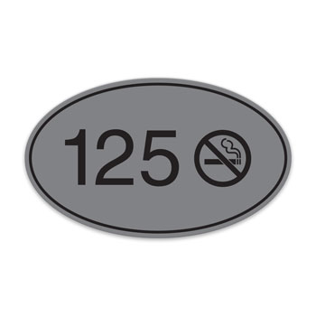 Oval Door Number Sign (with Border & Symbol) - 5"W x 3"H