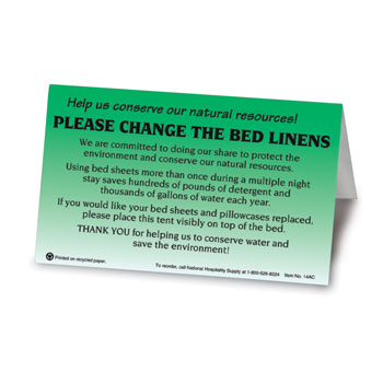 Please Change Linens Bed Tent Sign 100/pk