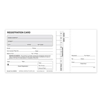 Registration Card With Oversized Receipt 4" x 8.5"