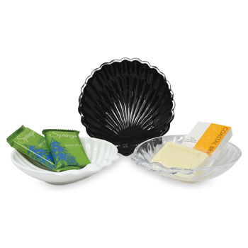 Plastic Shell Amenity Dishes; 5"x5"; 48/cs.