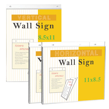 Wall Mount Sign Holders - 8.5" x 11" - Clear