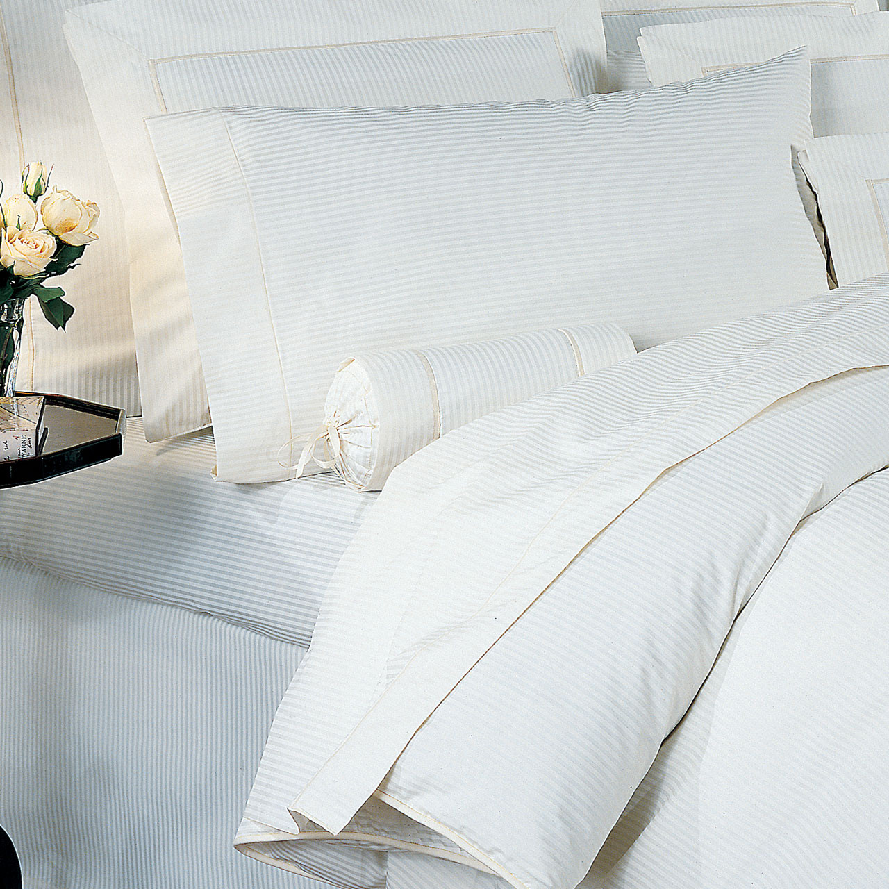 Royal Suite 310 Thread Count White Striped Hotel Sheets And Pillowcases