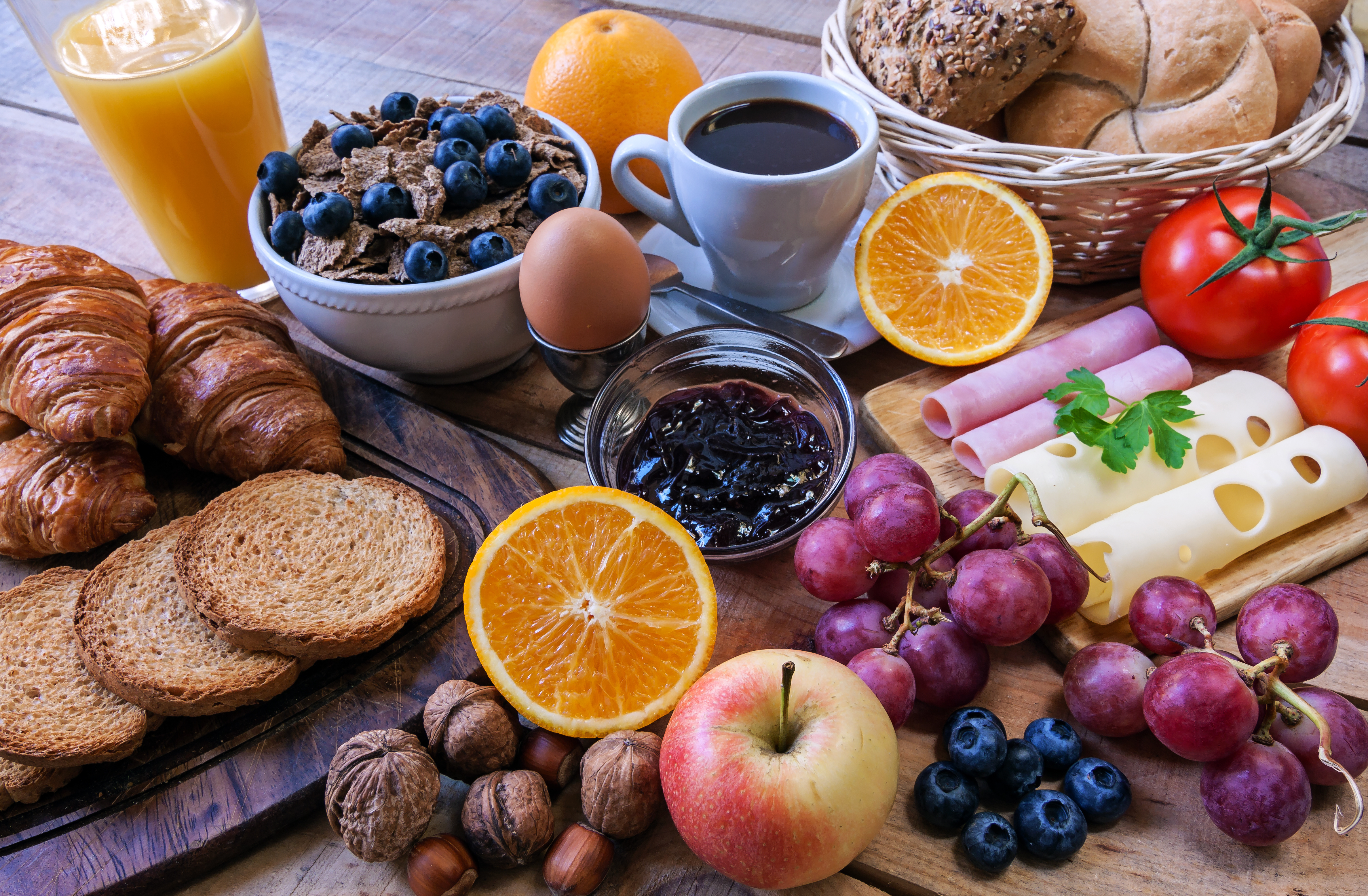 continental breakfast - food with background