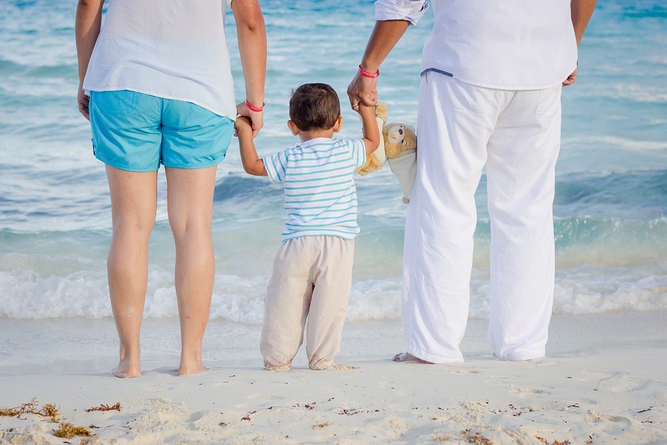 family at beach
