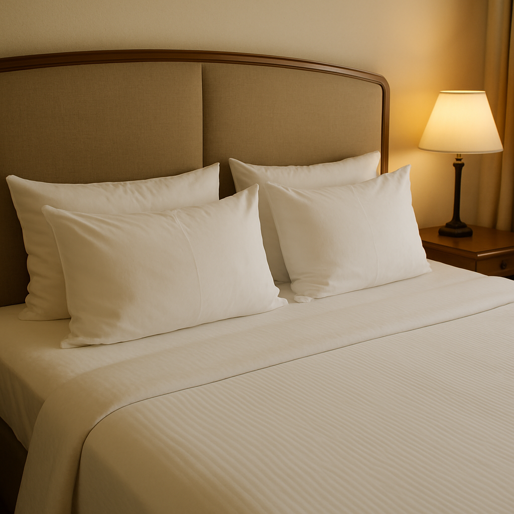 Displaying Hotel Pillows on Bed Displaying Hotel Pillows on Bed