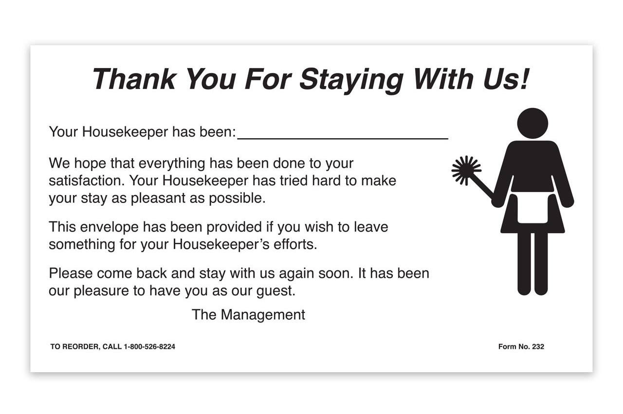 Hotel Maid Tip Envelopes Hotel Maid Tip Envelopes