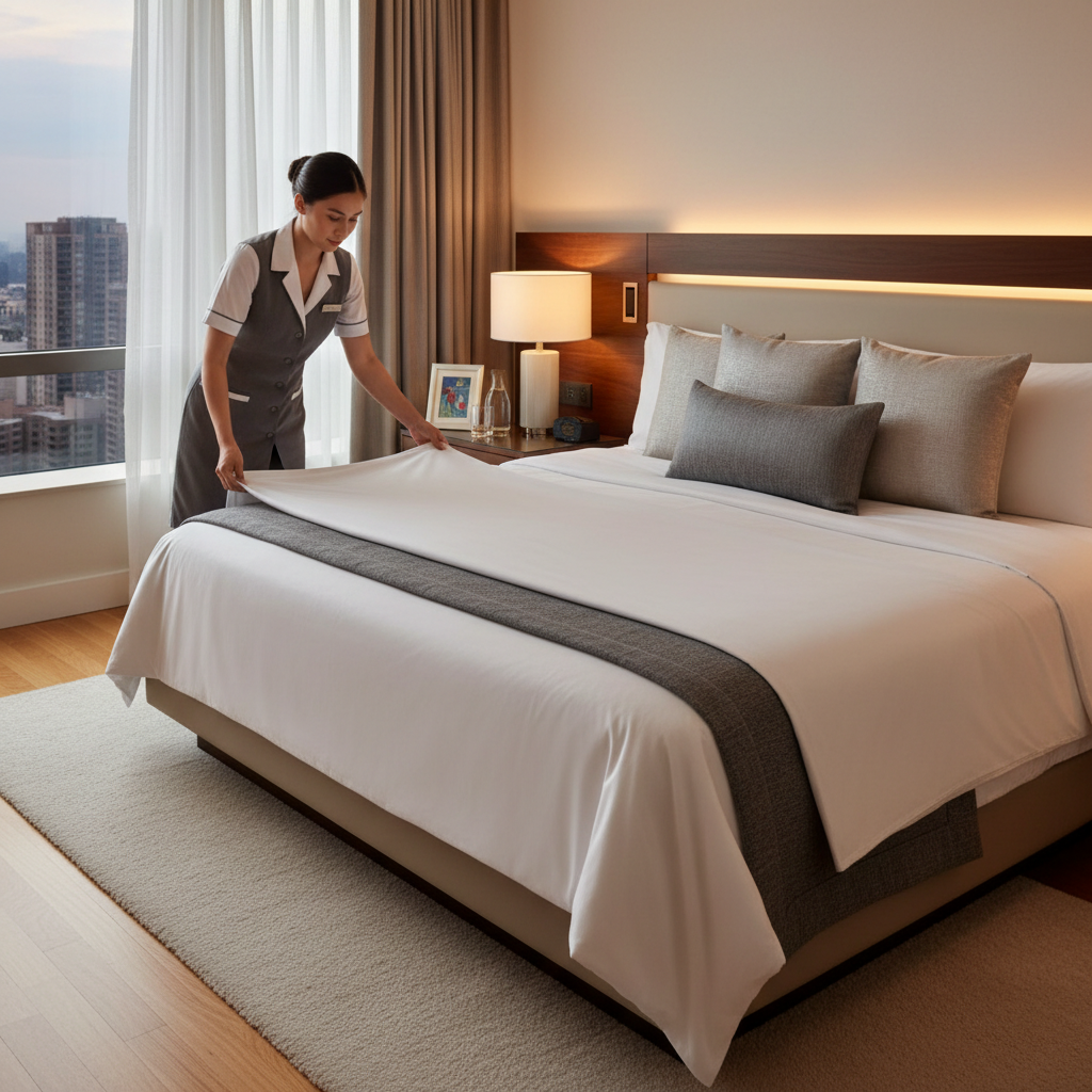 Hotel Guest Bed Triple Sheeting Technique