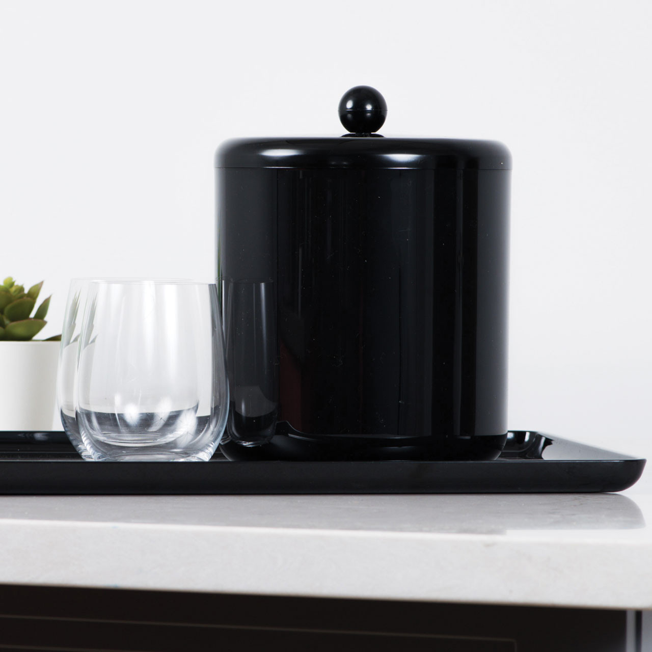 Lacquerware Hotel Room Tray Featuring Ice Bucket